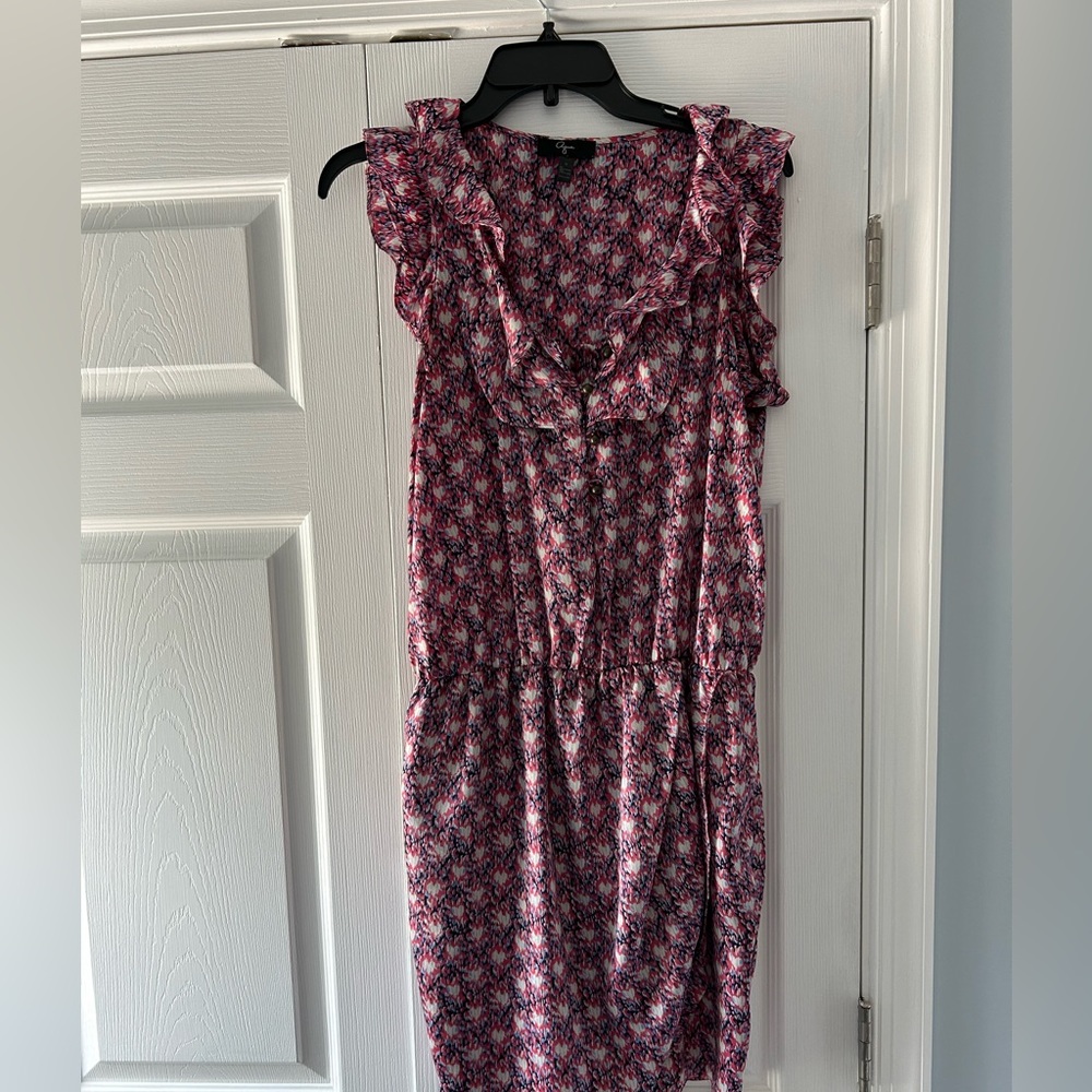 Aqua Button up mini dress with faux wrap skirt
